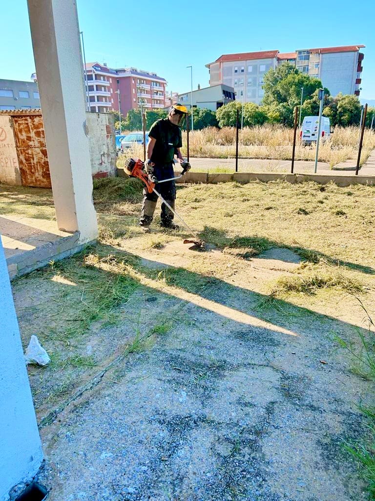 Pulizia terreni con decespugliatore